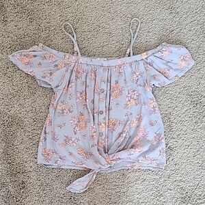 Hippie Rose Pink Off the Shoulder Tie Front Top